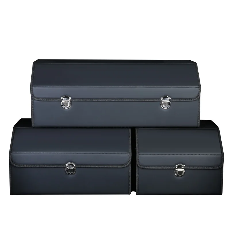 Car PU Leather Trunk Storage Box Portable Foldable Storage Car Multiuse Storage Car Trunk Bag Auto Storag Box Car Accessories