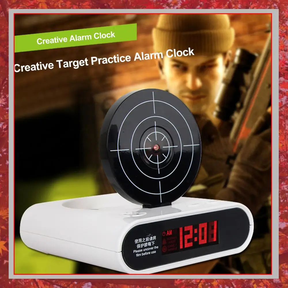 Digital Gun Target Alarm Clock with Infrared Sensor Shooting Game Clock for Kids Heavy Sleepers Novelty Creative Gift Toy