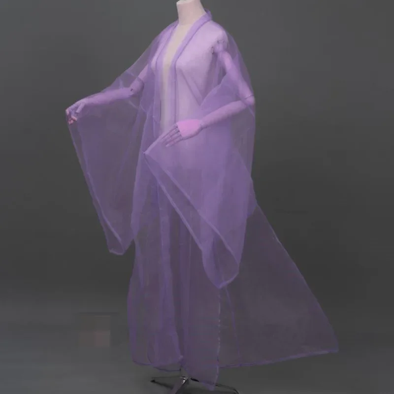 Chinese Traditional Hanfu Overcoat Women Men Chiffon Cardigan Cloak Ancinet Fairy Costume Large Sleeve Blouse Folk Dance Costume