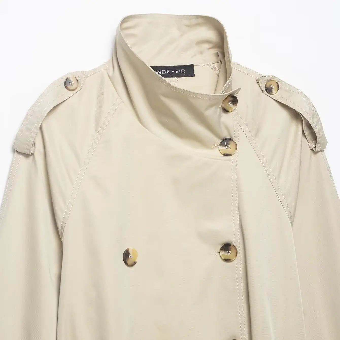 Spring New Arrival Women's Short Coat Jacket with Waist Buckle Fashion Design Street Style Long Sleeve Polyester Fiber