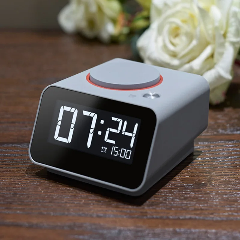 Original Portable Mini Bedside Alarm Clock USB Wireless Charging Multifunctional Home Gift Electronic Device