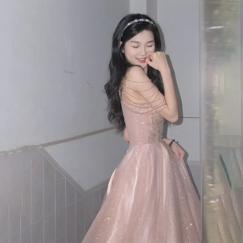 

New Chinese Style Morning Gowns Toast Dress Evening Women's High Sense Elegant Pink Engagement