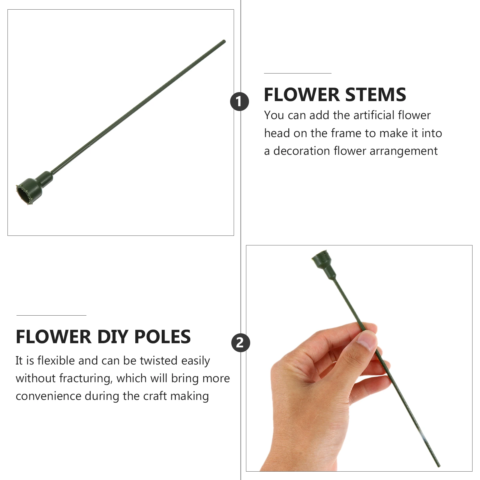 

5pcs Preserved Flower Stems Green Floral Extension Poles Flower Fixing Holders For Diy Crafts Floral Arrangement Indoor Plants
