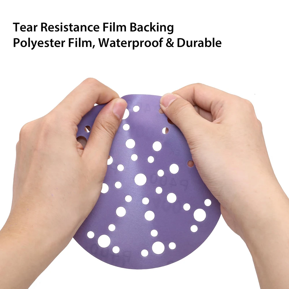 6 Inch 49 Hole Sanding Disc Hook and Loop Heavy Duty Round Flocking Wet Dry Sandpaper for FESTOOL Sander Polishing and Finishing