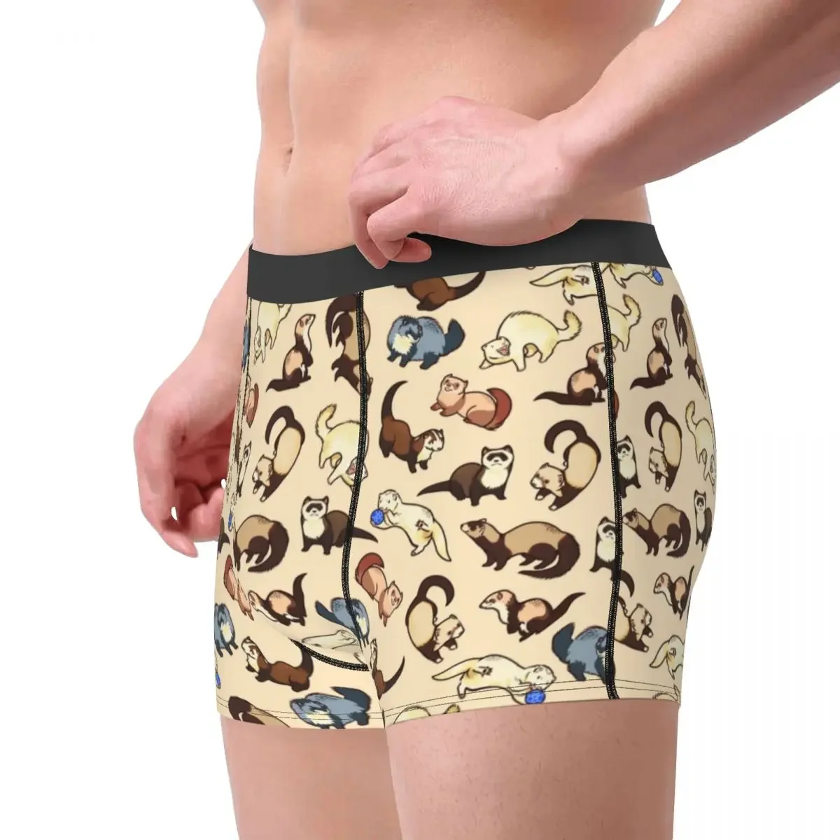 Ferret Animal Man Underwear Wildlife Rodent Weasel Boxer Briefs Shorts Panties Funny Mid Waist Underpants for Male S-XXL