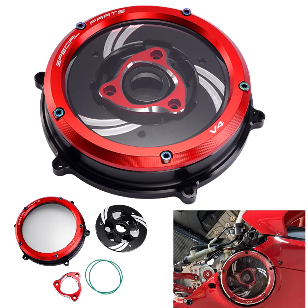 

Clear Clutch Cover For Ducati Panigale V4 1100 V4s V4 speciale 2018-2023 Engine Spring Retainer R Protector Guard Pressure Plate