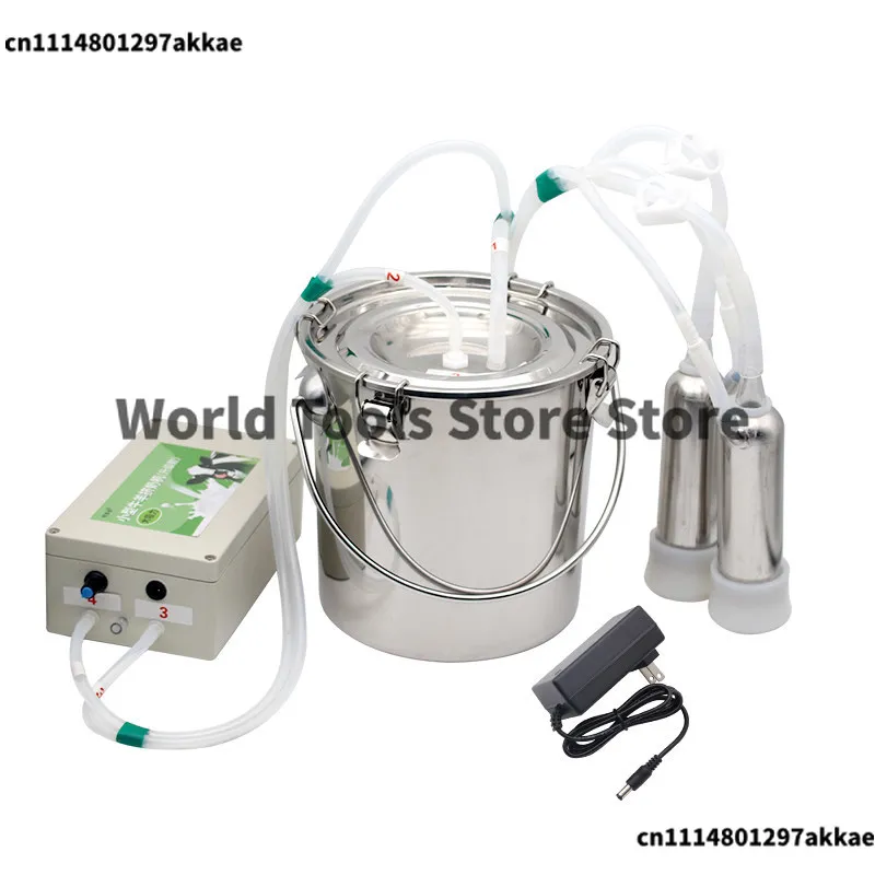 Milking Machine 5L Automatic Pulse Milking Farm Cow Goat Sheep Vacuum Pump Bucket Farm Breeding Equipment Intensity Adjustment.