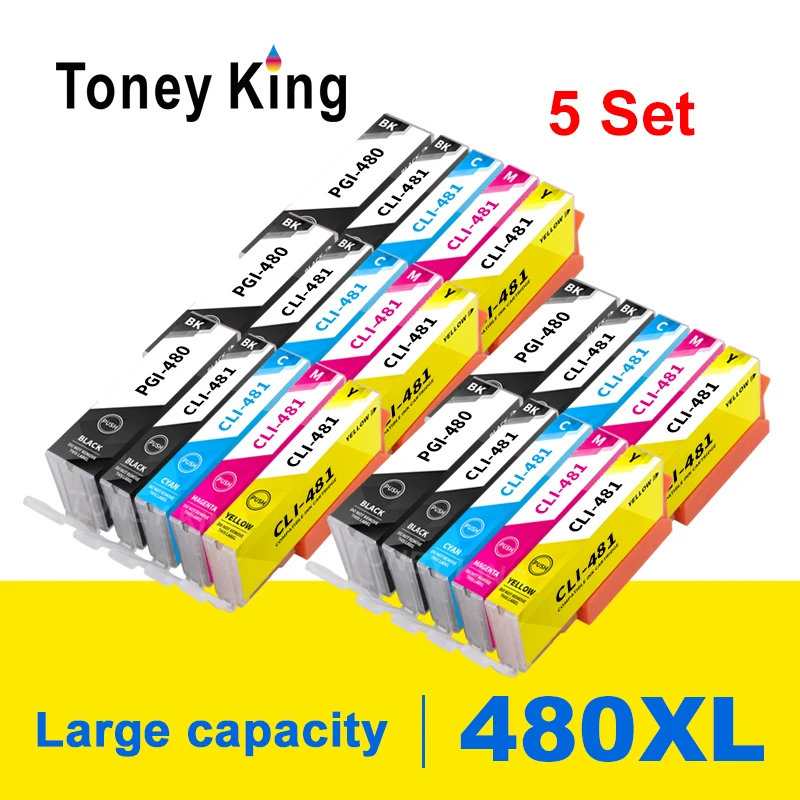 Toney King For Canon PGI480 PGI-480XL CLI-481XL Ink Cartridge Work For Pixma TS6140 TS6240 TS6340 TR7540 TR8540 TS9540 Printer