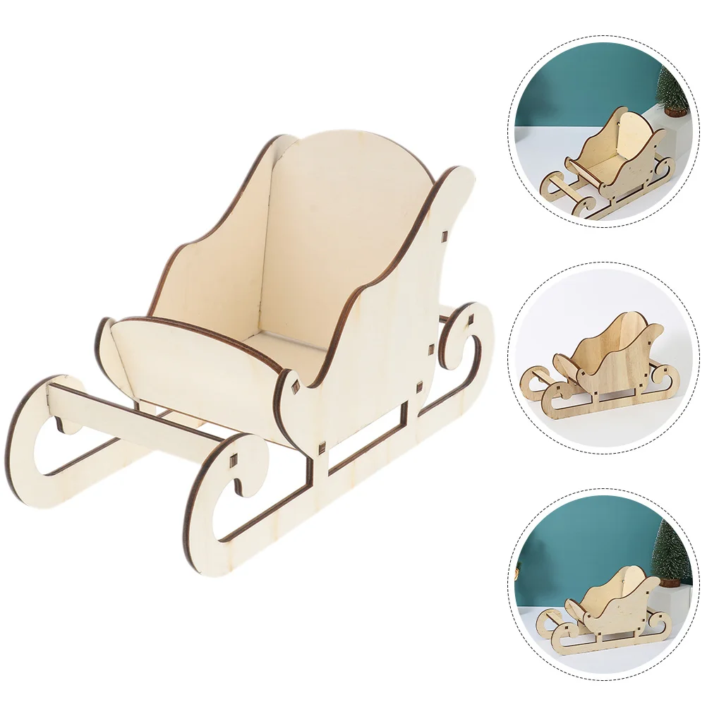 

Christmas Desktop Wooden Sleigh Adornment Compact Tabletop Decor Xmas Party Decoration Photo Prop Christmas Sleigh Decor