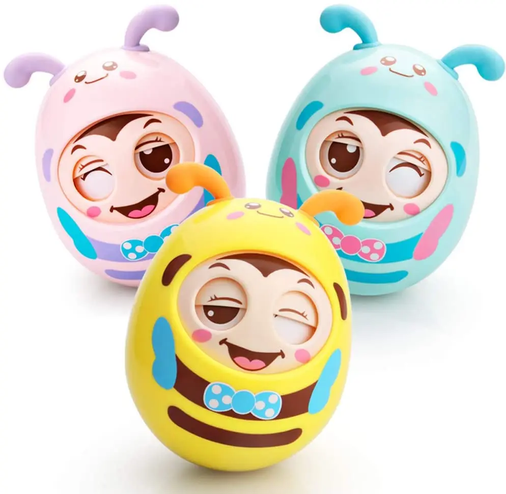 

Roly Poly Toy Baby Infants Toddlers Newborn Tumbler Egg Toys Blink Teether Toys for Toddlers w/ Belling Color Randomly