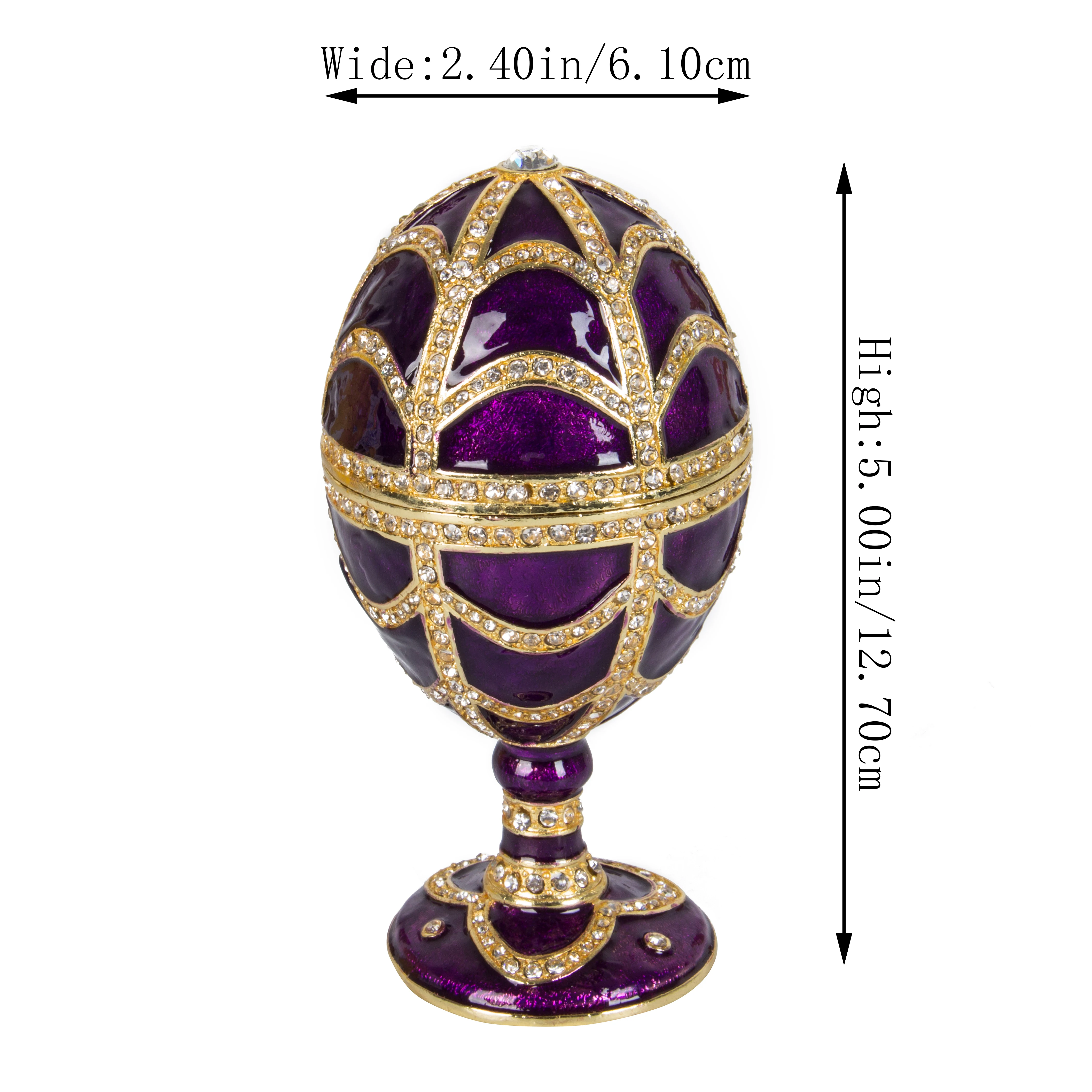 QIFU Vintage Purple Faberge Egg Style Trinket Box for Home Decor Gift