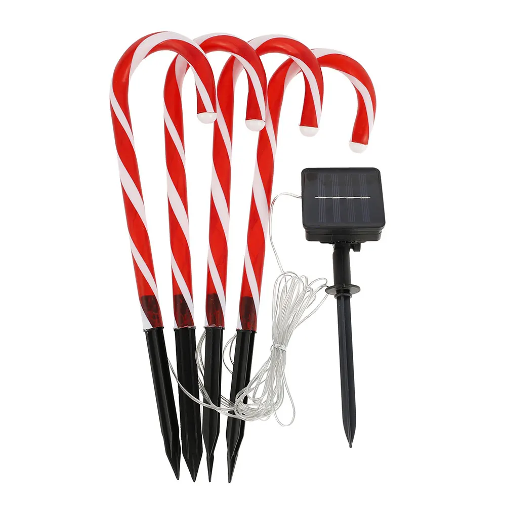 

Solar Christmas Cane Light LED Christmas Cane Lamp with Ground Spike Waterproof Candy Cane Fairy Lights Xmas Decoration Lighting