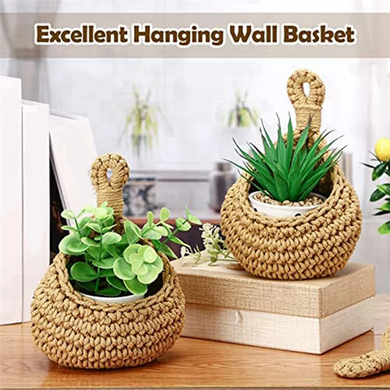 

BHTS-Kitchen Vegetable Basket Teardrop Shape Woven Boho Wall Fruit Basket Wall Planters For Kitchen Decor Small 3Pcs