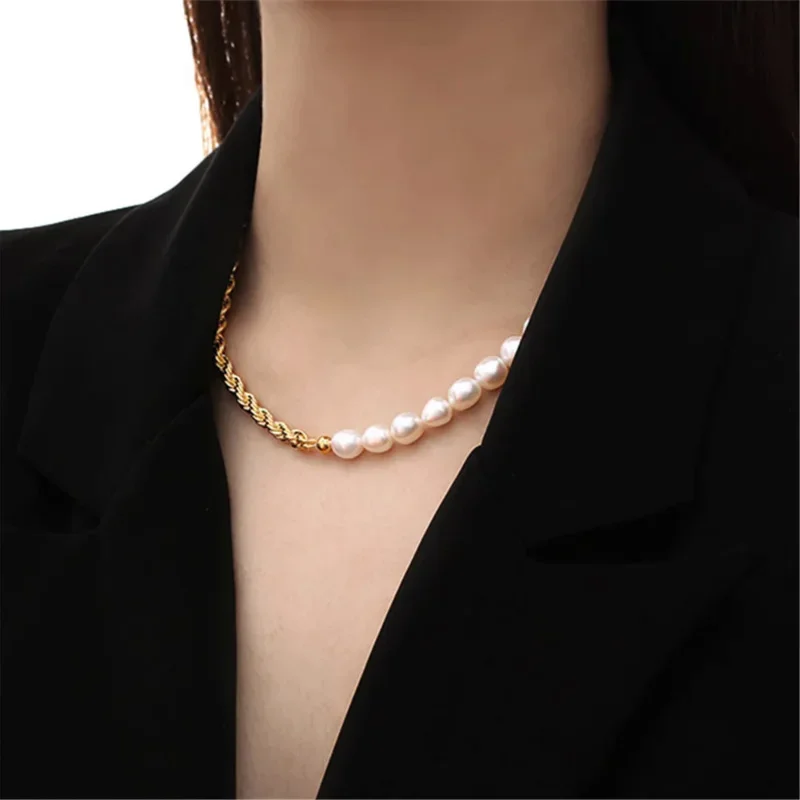 Collier de perles d'eau douce naturelles pour femmes, ULtorsadée, bijoux de clavicule JOSpliced, laiton de haute qualité, fête de luxe