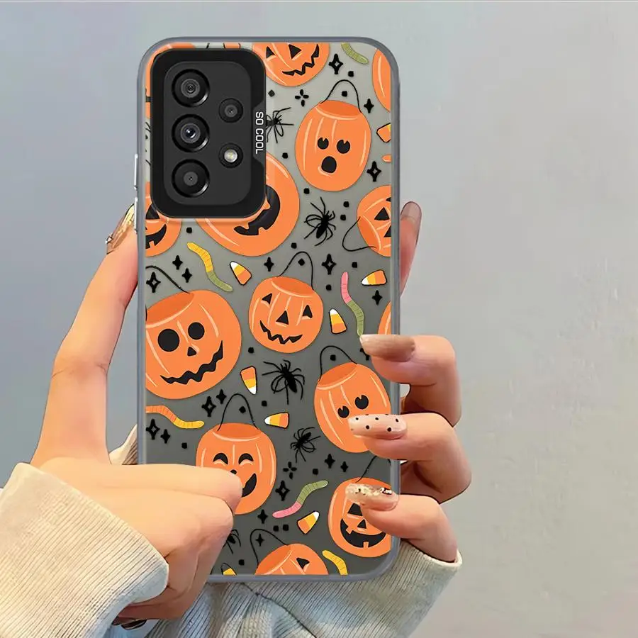 Capa traseira do telefone para samsung galaxy a11 a06 a50 a15 a13 a20s a04e a03 a14 a16 a02 a12 moda halloween abóbora gato