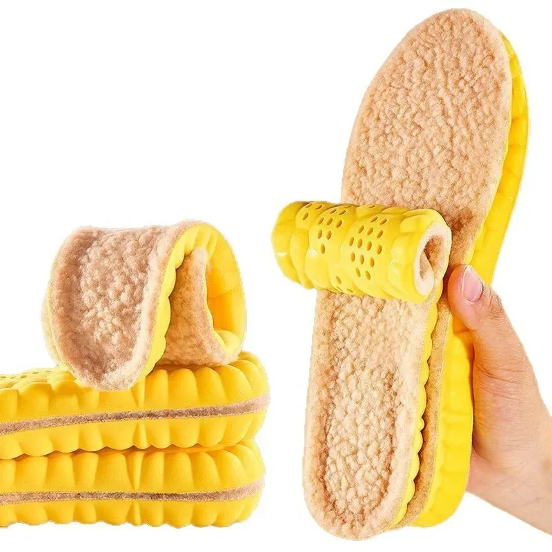 Warm Fleece Sports Insoles Unisex Thickened Anti-Cold Super Soft Shock Absorption Cloud Sensation Shoe Inserts for Winter