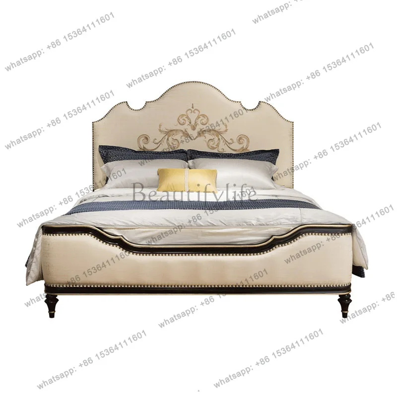 French Neoclassical Embroidery Bed Bedroom 1.8m Double Bed 1.5m French Bed Furniture