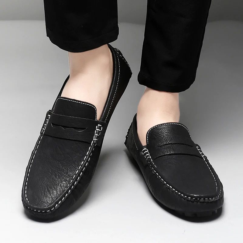 

Brand New Men's Round Toe Comfortable Soft Sole Casual Loafers for Summer Fashion Breathable Anti Slip Outdoor Driving Shoes