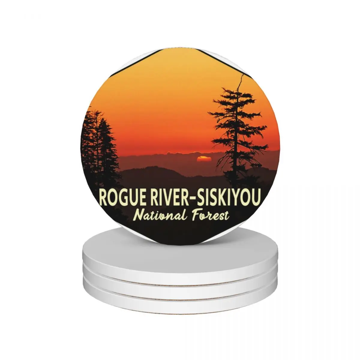 Rogue river-Siskiyou National Forest Souvenir Ceramic Coasters (Set of 4) personalize for cups set flower bulk Coasters