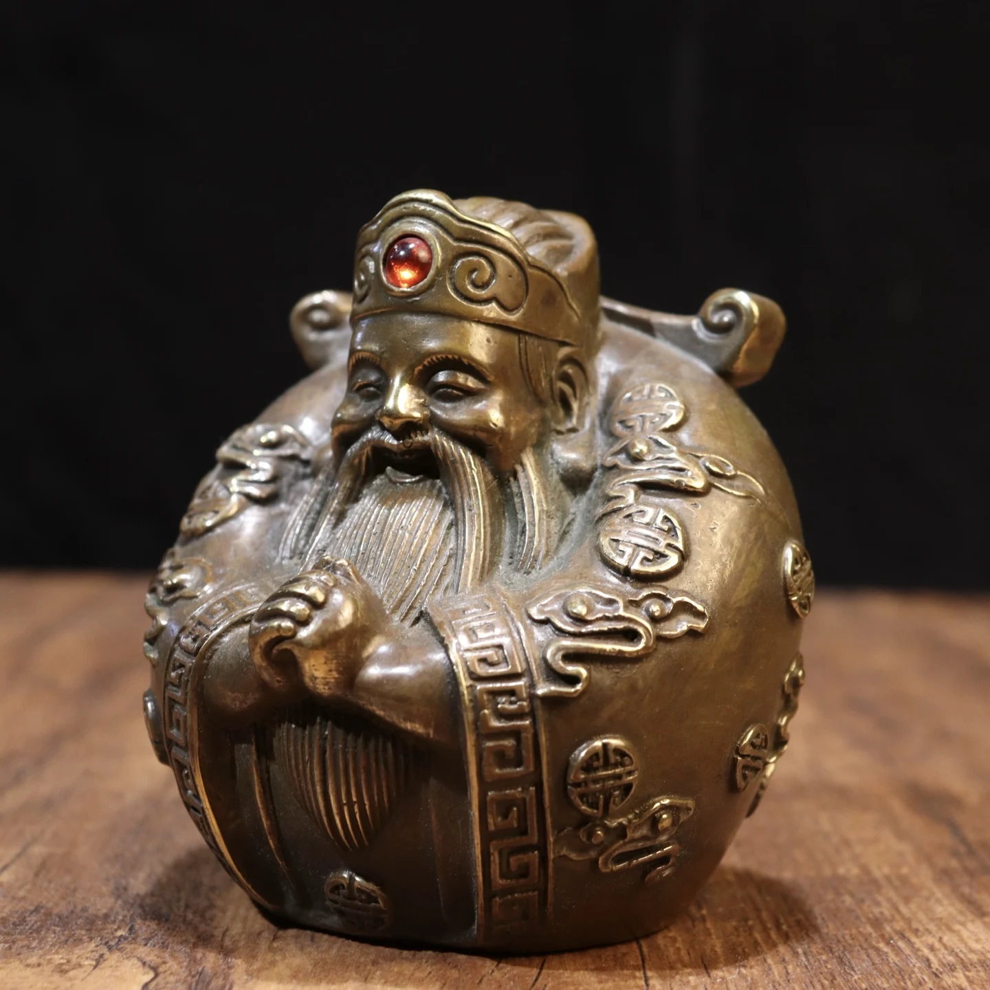 Old Brass Yuanbao coin texture Wishing you prosperity God of Wealth immortal Wenfang screen Amass wealth Ornaments