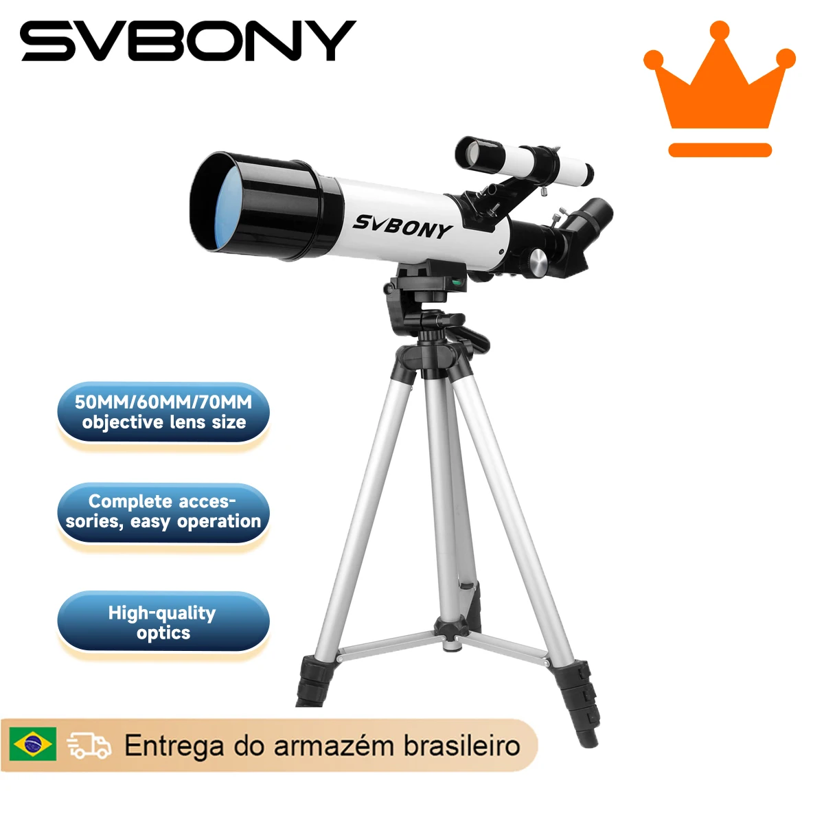 Svbony SV501P Conjuntos de telescópios astronômicos de 60/70 mm, para observação planetária e lunar, presente para crianças, iniciantes e estudantes