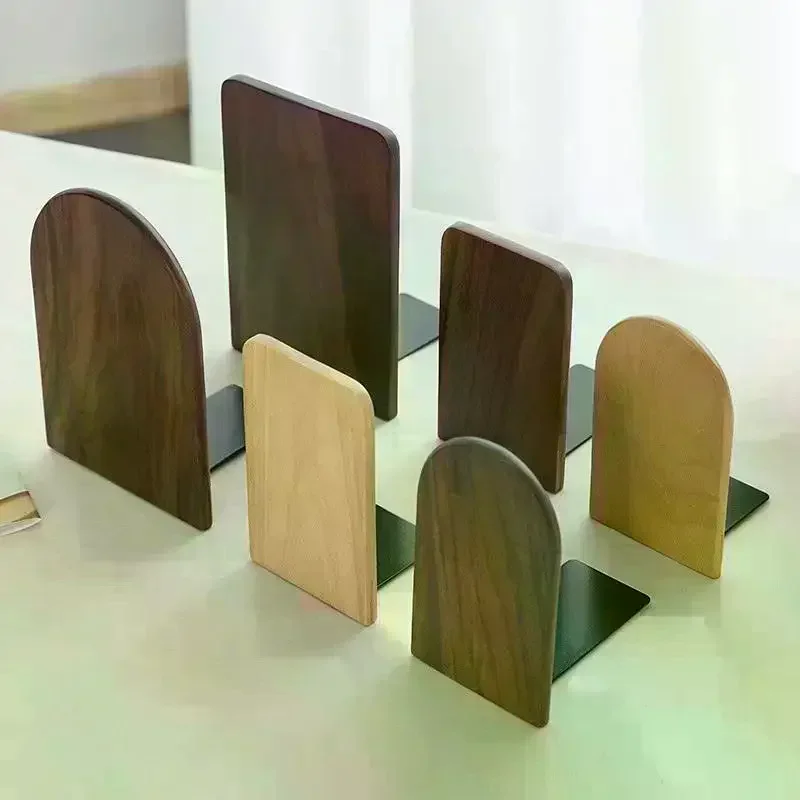 Nature Wooden Bookends Desktop Bookshelf Desk Organizer Office Home Book Accessories Storage Book Holder Wood Book Ends