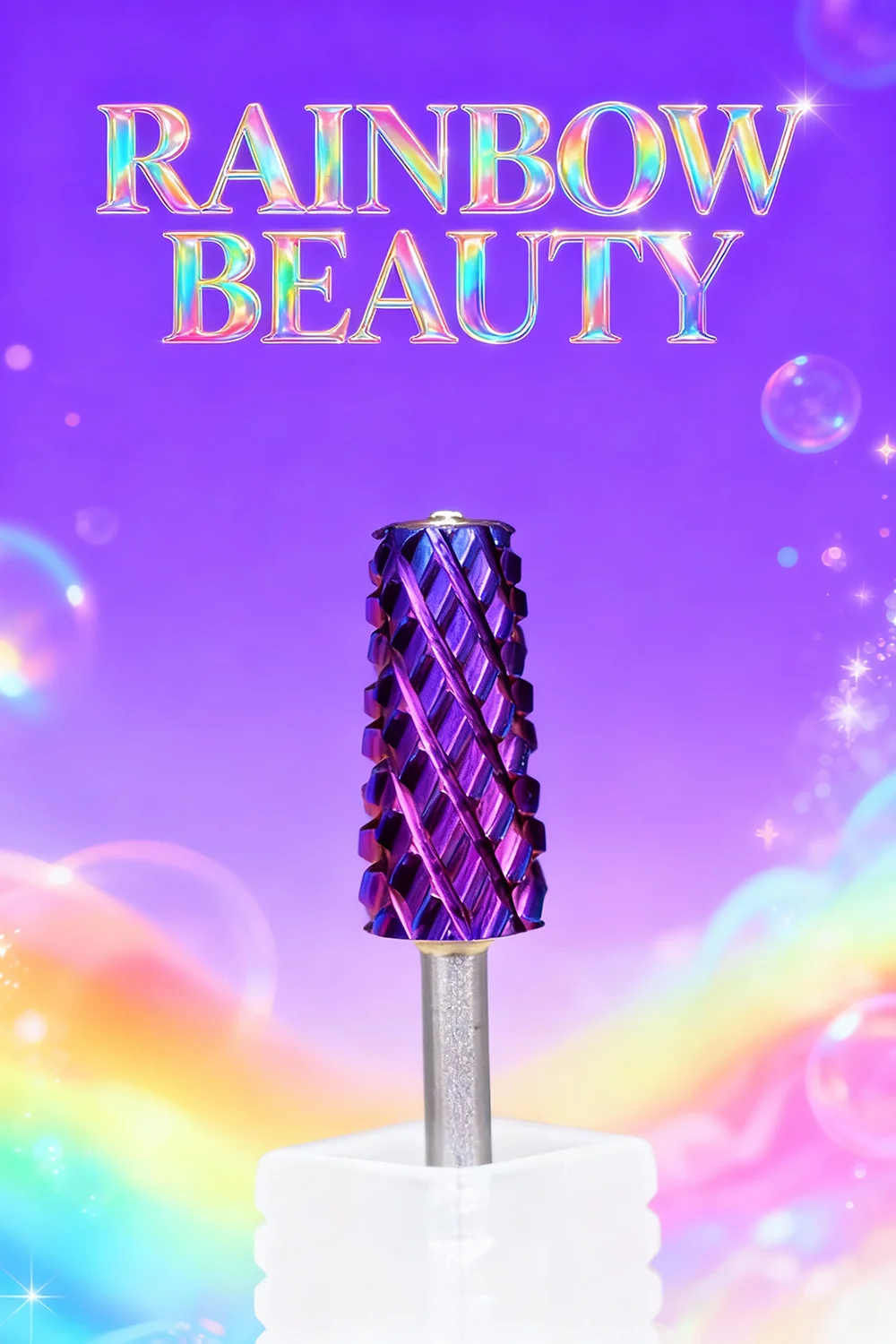 RolinStar-broca de corte cónico de acero de tungsteno para uñas, cortador de fresado de carburo, trapecio de cristal de diamante grande, púrpura,