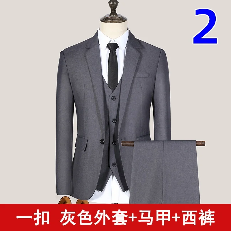 T2020 men\'s suit groom wedding suit dress Korean version business casual professional double-breasted formal suit men