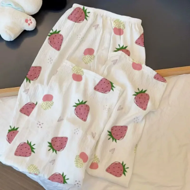 Versatile simple and cartoon-printed warm pajama pants for women new cute home long pants that can be worn outside
