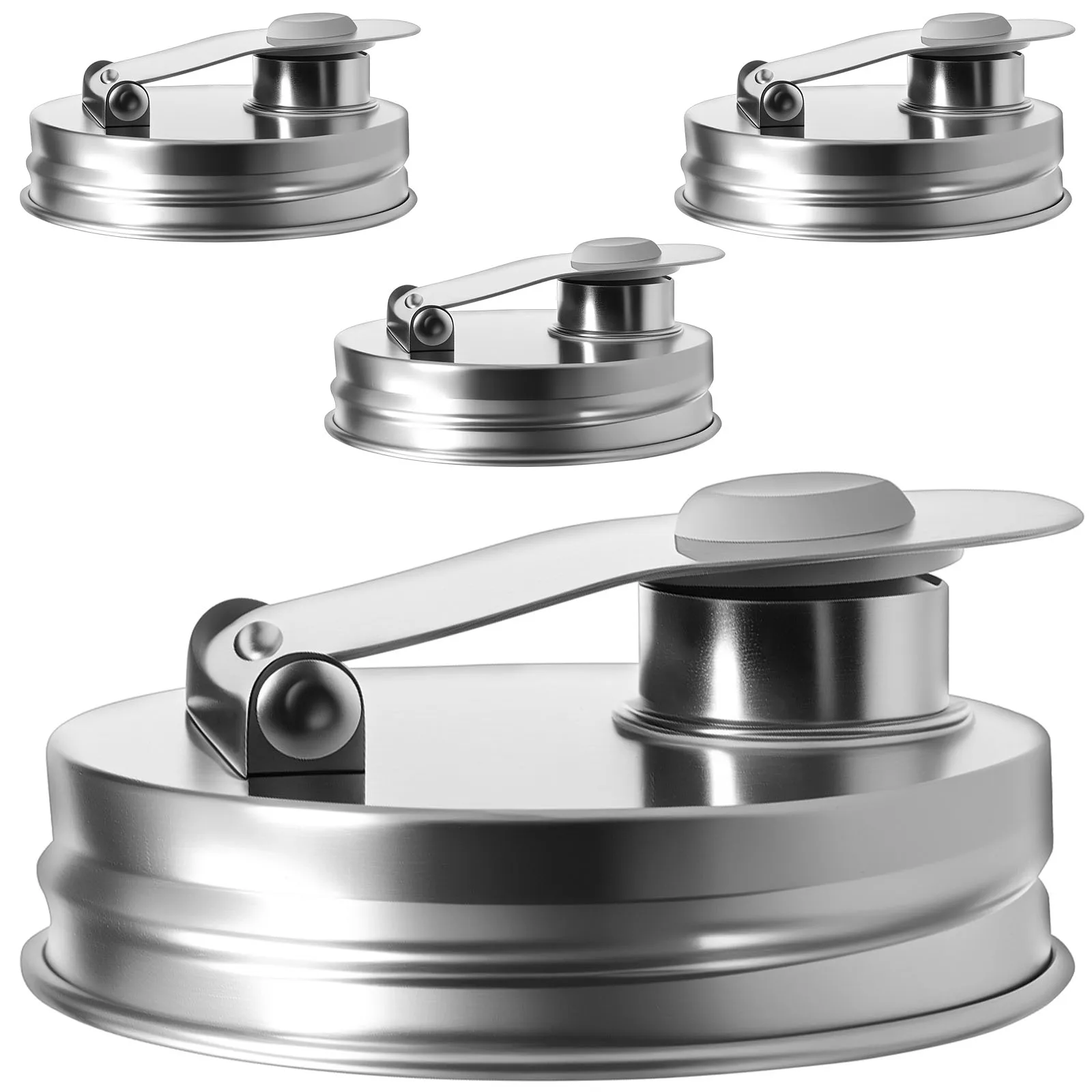 Tapa de lata Mason de 4 Uds., tapón de silicona de acero inoxidable 304, tapa de sellado, apto para lavavajillas para tarro Mason de boca ancha de 2,76 pulgadas