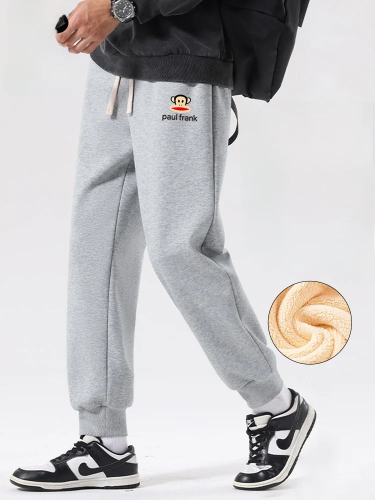 

Men's Fce Lined Cuffed Thiened Warm Sports Pants Autumn Winter New Sle Casual Loose Waist Trousers