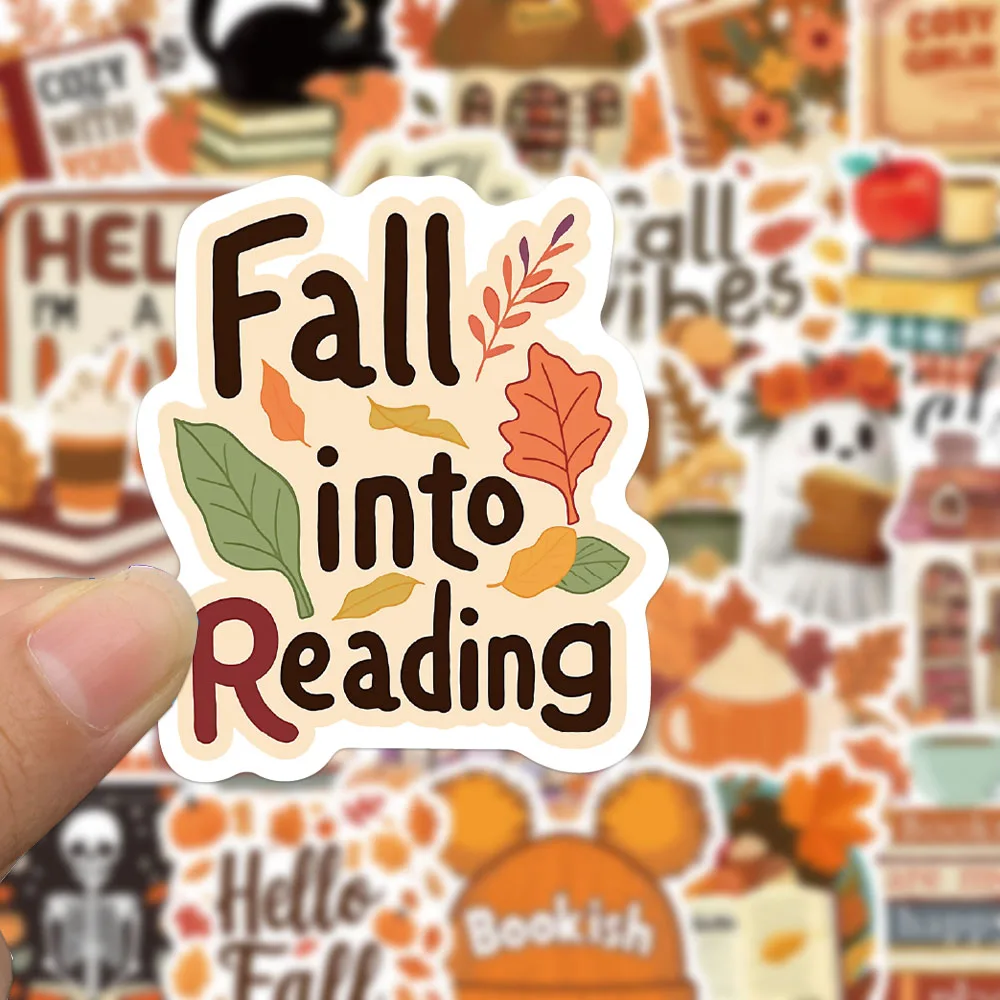 50PCS Bookish Fall Stickers Retro Style Graffiti Decals For Scrapbook Laptop Refrigerator Student Tablet Cartoon Toy Stickers