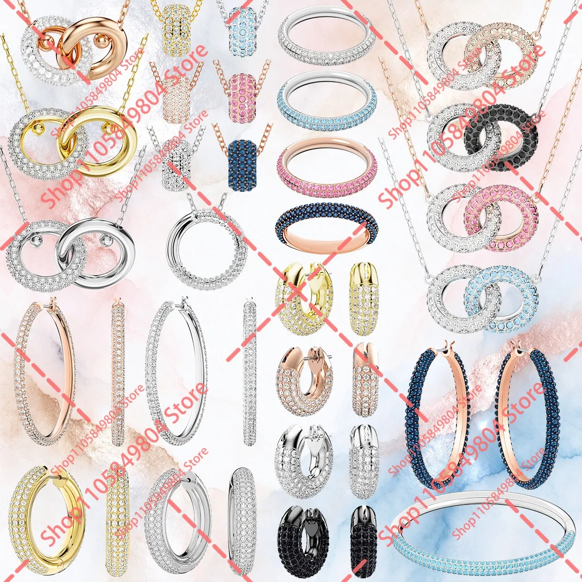 Chic Multihued Circle & Hoop Jewelry Set for Ladies, Matching Necklace Earring Bangle Kit for Evening Night‑Out Outfit