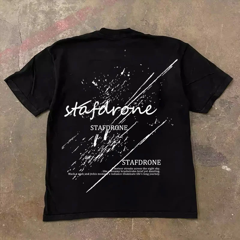 Loose Fit Cotton T-Shirt Unisex Short Sleeve Double Thread UPUPXIA Hero Print Sweat Absorbent round Neck Casual Summer Top