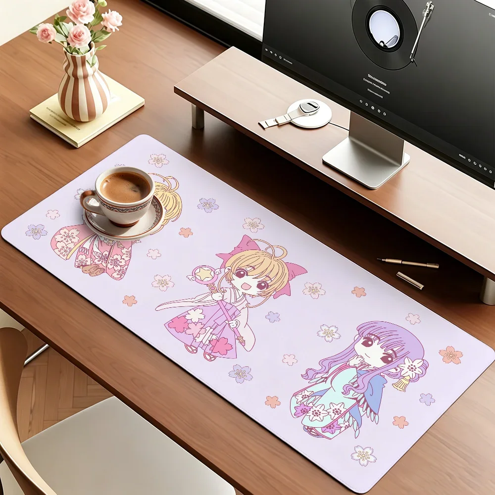 Kawaii Cardcaptor Sakura Mouse Pad Large Non-Slip Waterproof Mat Stitched Edge Keyboard Pad for Gaming Daily Office