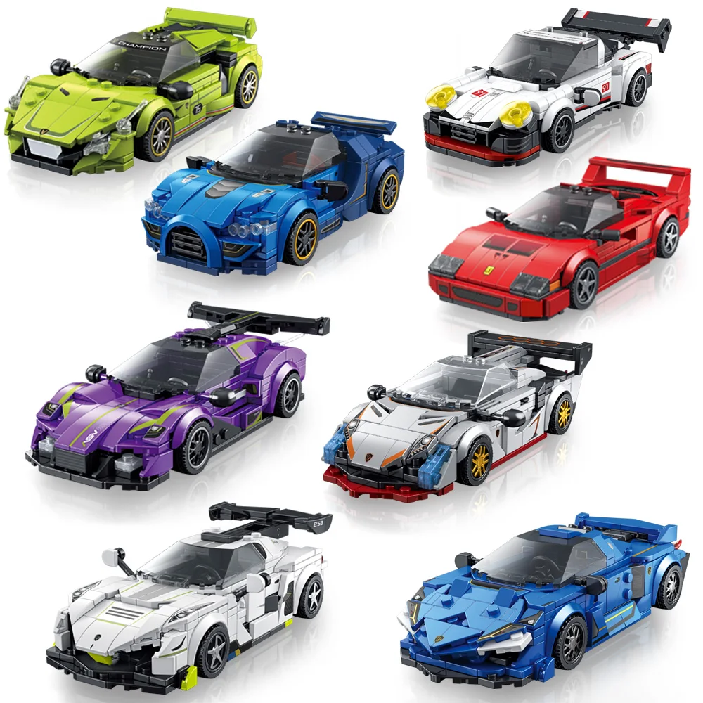 Speed Champions Series Racing Sports Vehiclea Technique Car Supercar Building Blocks Set Bricks Classic MOC Model Toys For Kids