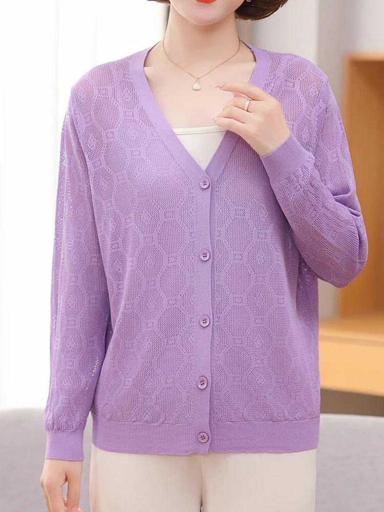 

Solid Hollow Cardigans Sweater Women Autumn Knitted Sweater Top Femme Korean Fashion Single-breasted Female Cardigan