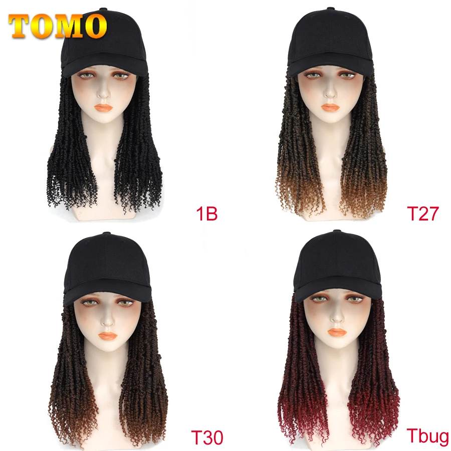 TOMO Ombre Passion Twist Synthetic Hair Baseball Cap Hat Wig Adjustable Cap Hair Extensions Baseball Hat Wig For Black Women