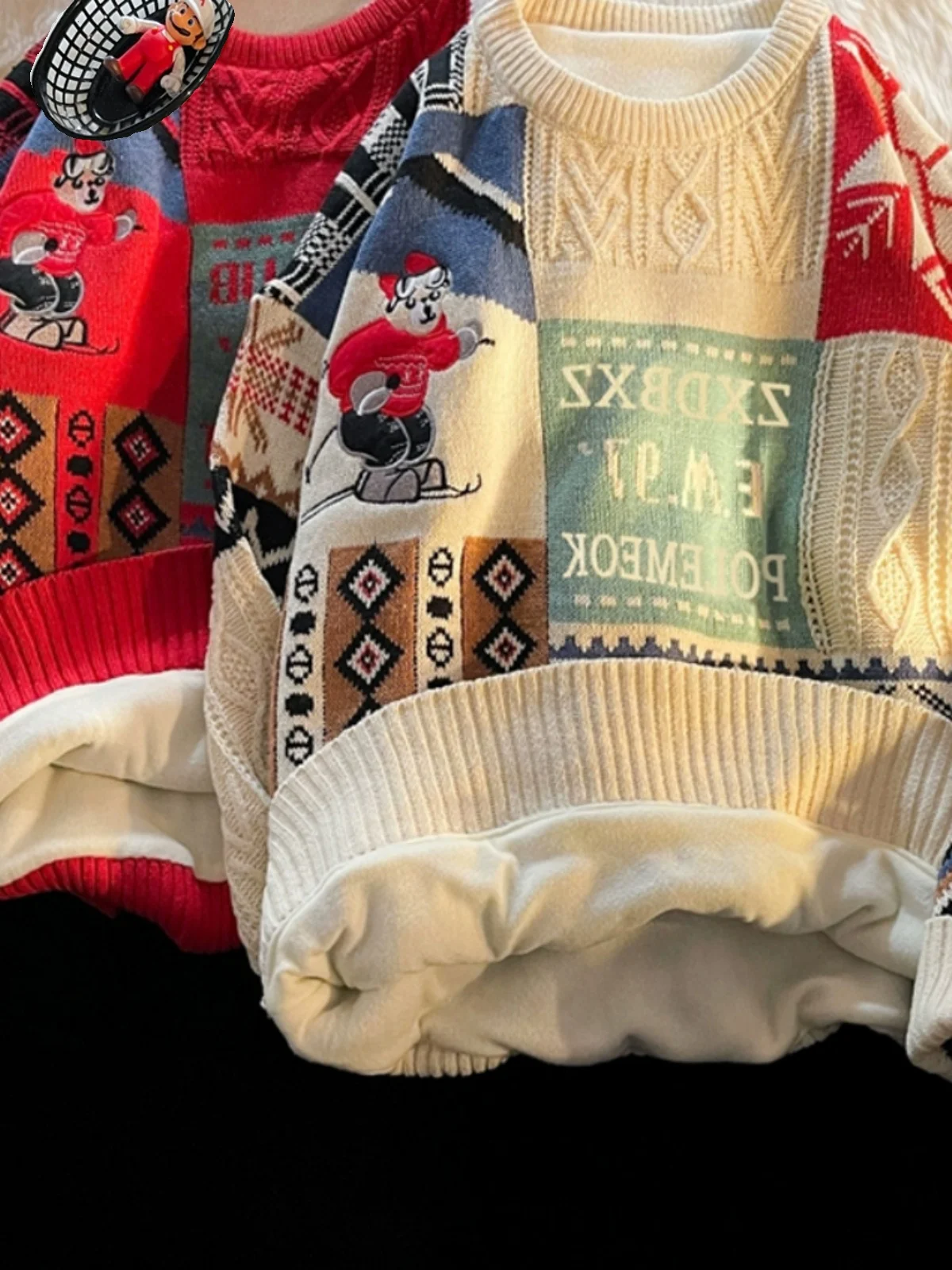 

Мужской утепленный вязаный свитер с круглым вырезом и длинными рукавами, свободного кроя, для зимы и праздников, новинка