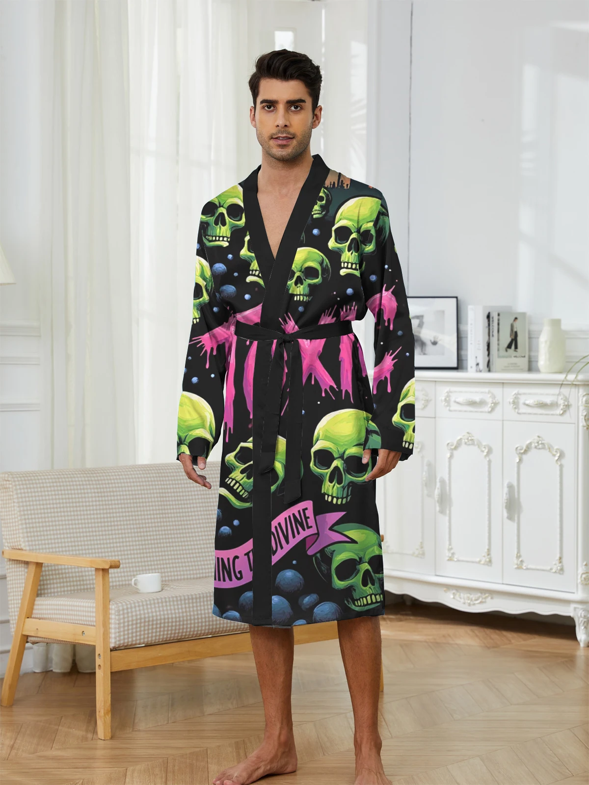 1pcs Men's Robes 2026 Spring/Summer Graphic robe Men's bathrobe Breathable bath robe 3D Printed sleepwear Bathrobe men