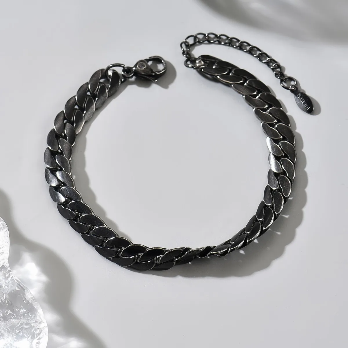 Black Stainless Steel Snake Bone Chain Bracelet - Fashionable Luxurious Mens Women Gifts 7.28inch +5cm GS1814H