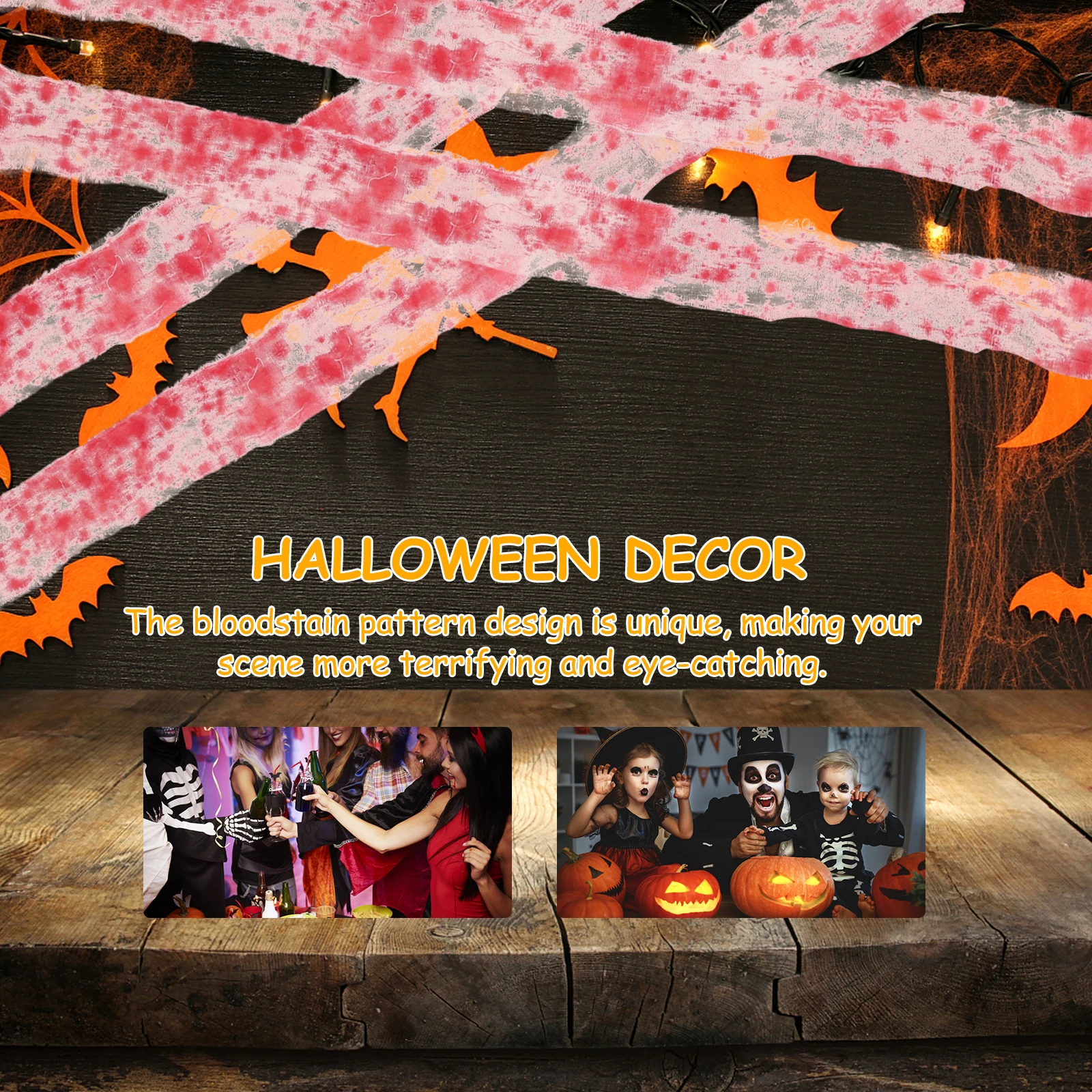 

Halloween Scary Decorations Party Costume Props Outdoor Accessories Bloody Cloth Gauze Creative Versatile