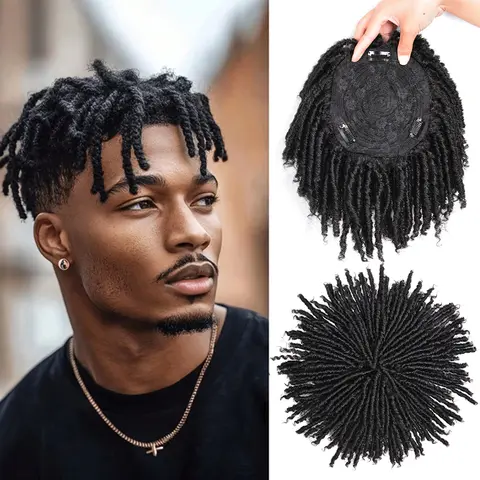 6inch Synthetic Short Dreadlock Half Wigs Afro Curly Hair Kinky Curly Wigs Crochet Braids Faux Locs Clip Wig For Men Women