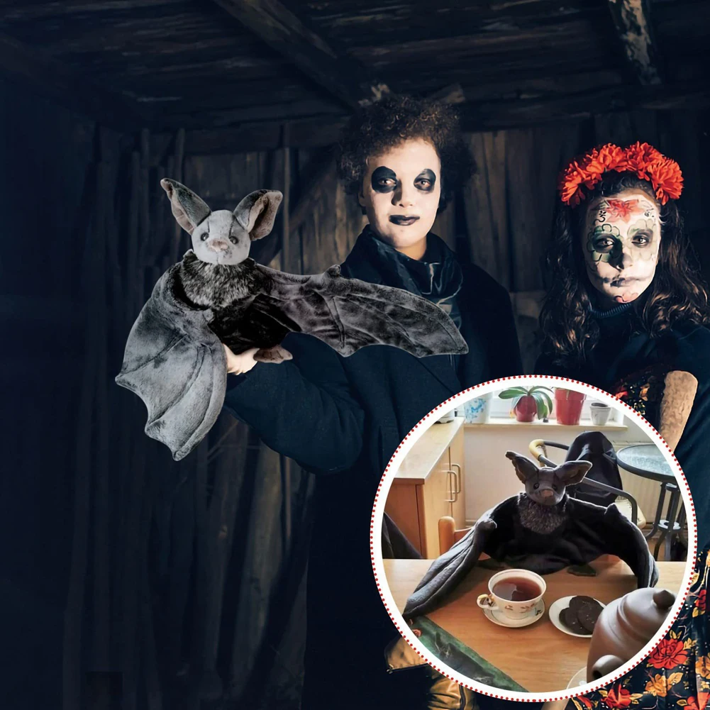 

Goth Bat Plush Lifelike Creepy Stuffed Animal Lifelike Bats Plushie Doll for Kids Birthday Halloween Christmas