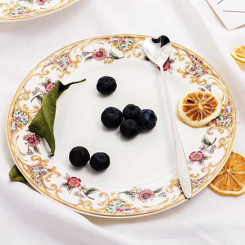 8 + 9 10inch, Bone China Plates Dinnerware Set, Ceramic for Food, Porcelain Dinner Serving