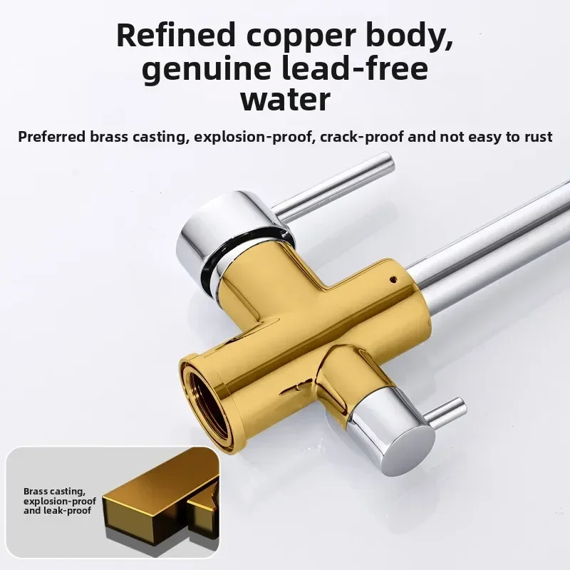 360 Degree Rotation Brass Drinking Filtered Water Kitchen Faucet Dual Sprayer Purifier Faucet Vessel Sink Mixer Tap Torneira