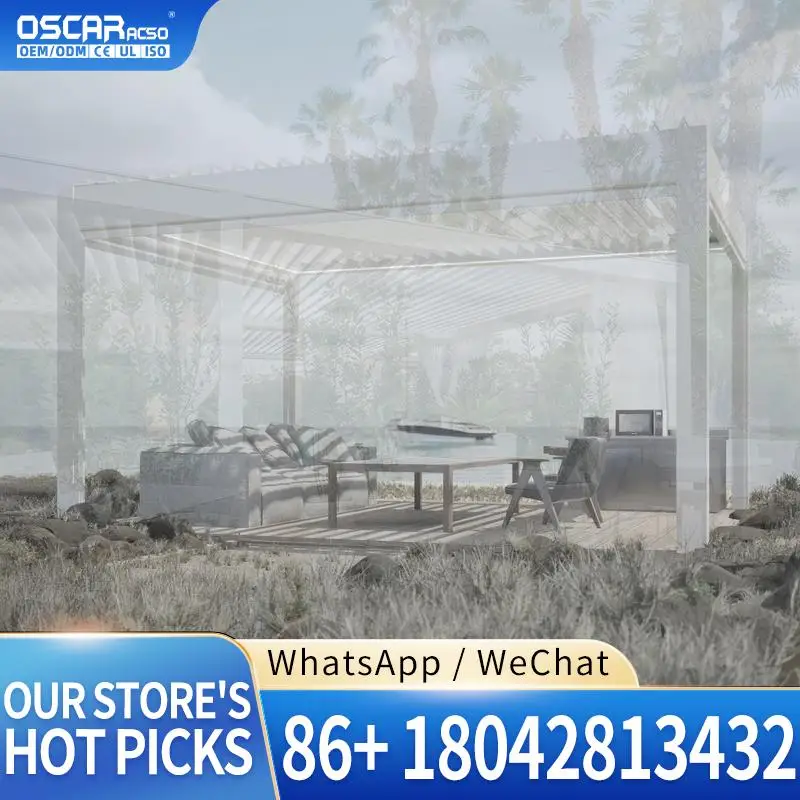 High Quality 3x3 3x4 Motorized Waterproof Louvered Roof Retractable Aluminium Pergola for Patio Garden Balcony pergola