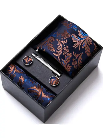 Jacquard Fashion Brand Tie Pocket Squares Set For Men Tie Handkerchief  Cufflink Necktie Gift Box Fit Wedding Holiday Workplace