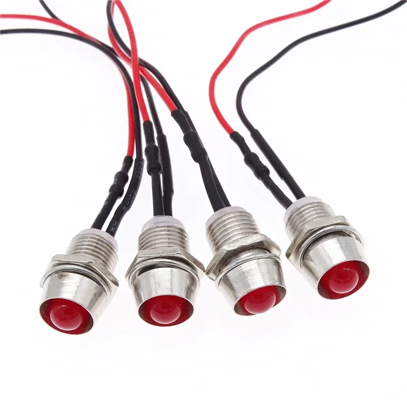 4pcs/set 3V-5V Motorcycle Universal LED Signal Light Bead Waterproof Warning Indicator Lamp Kits with Pilot Wire Diffused 8mm