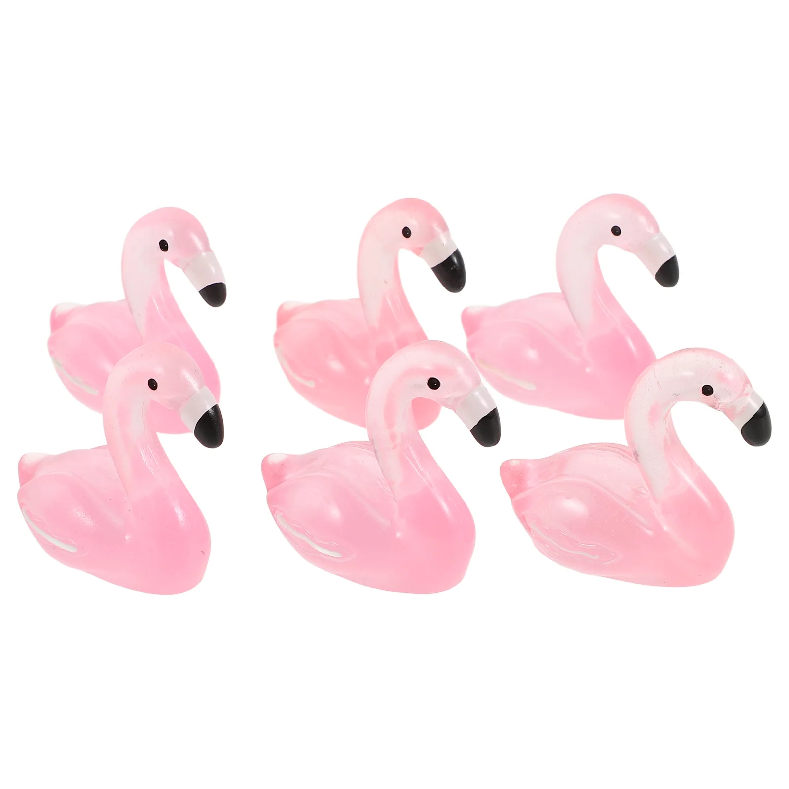 

50 Pcs Accessories Glow-in-the-dark Flamingo Decoration Birthday for Girl Resin Mini Flamingos